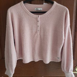 Hollister Crop Sweater Large Pink Long Sleeve